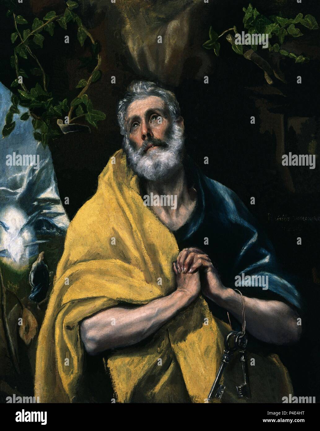 LAS LAGRIMAS DE SAN PEDRO. Author: El Greco (1541-1614). Location: CASA MUSEO DEL GRECO-COLECCION, TOLEDO, SPAIN. Stock Photo