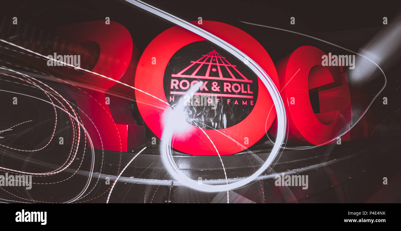 Rock and Roll Hall of Fame Sign Stock Photo Alamy