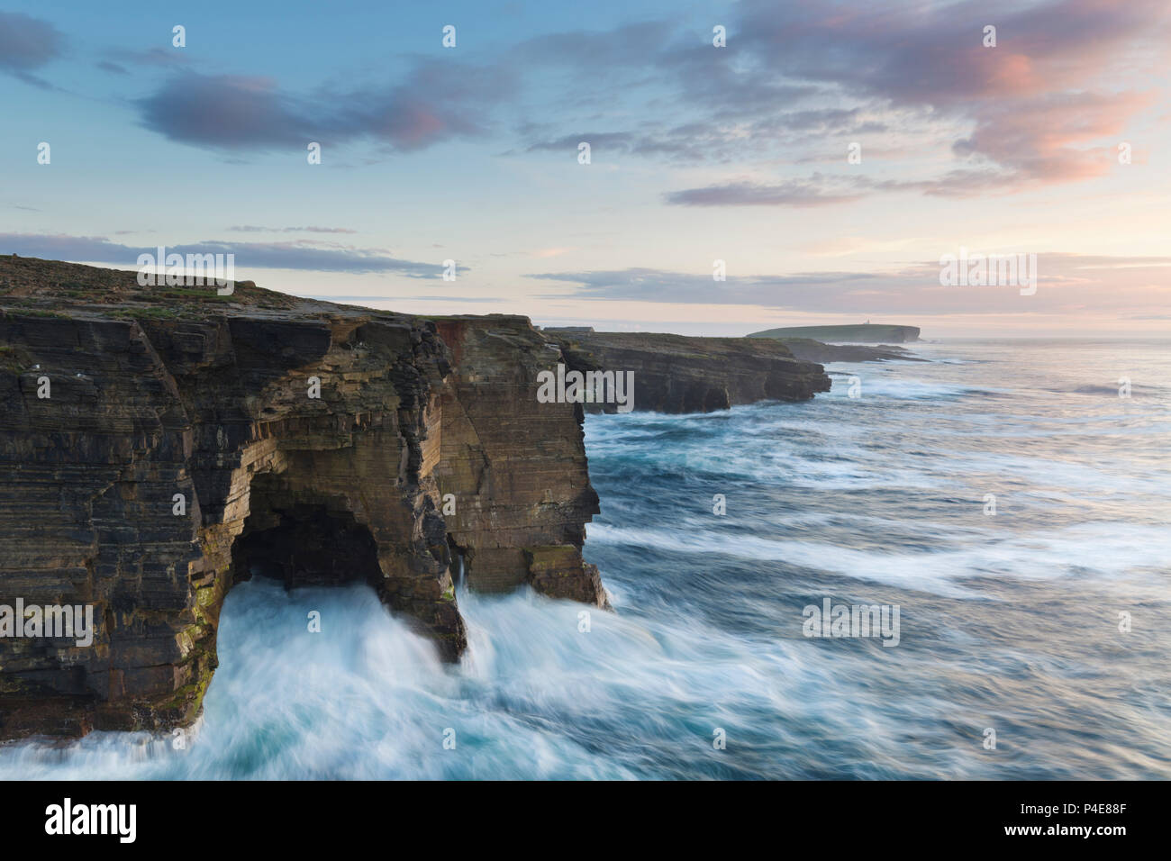 Cliff scenery along Birsay north coast, Orkney Isles Stock Photo
