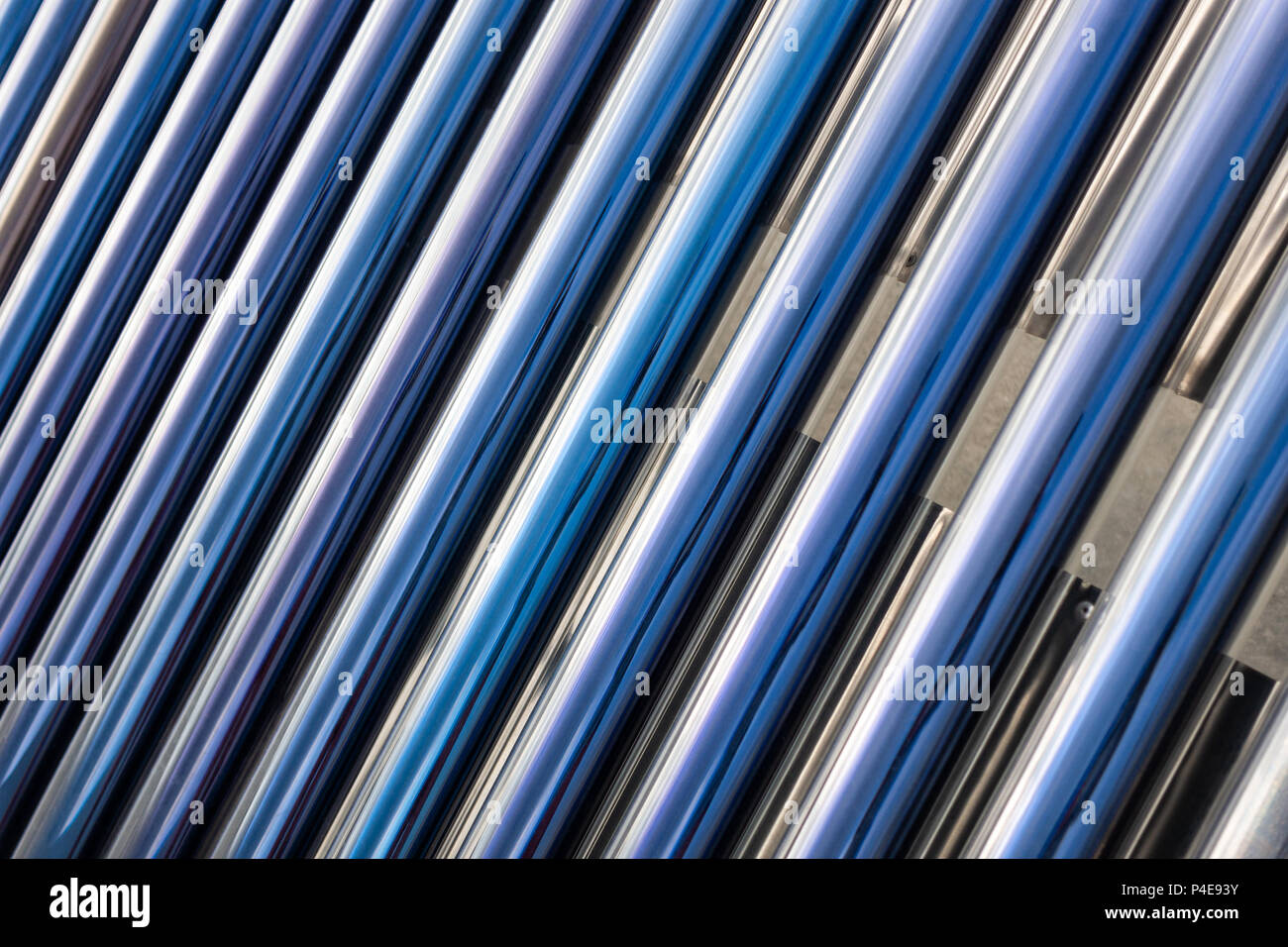 Closeup on solar water heater tubes Stock Photo