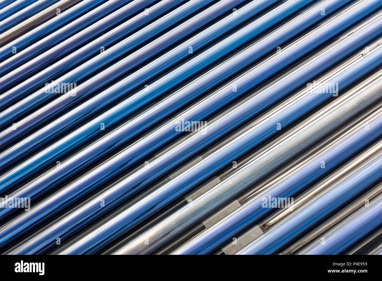 Closeup on solar water heater tubes Stock Photo