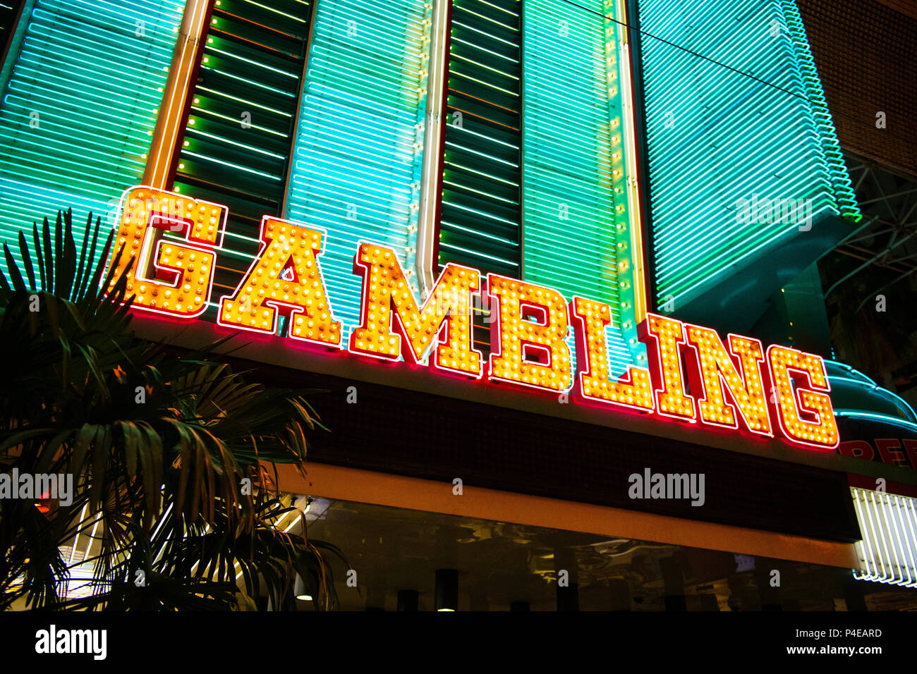 Gambling neon light sign, Las Vegas Stock Photo