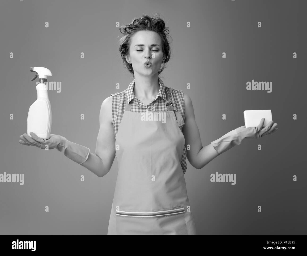 Woman doing housework Black and White Stock Photos & Images - Alamy