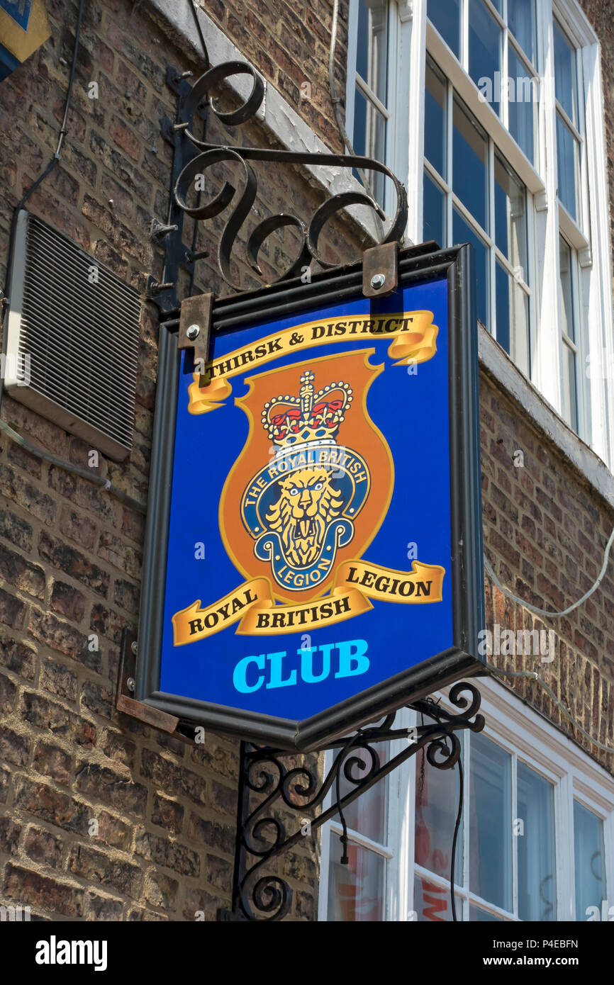 Royal British Legion Club sign Thirsk North Yorkshire England UK United Kingdom GB Great Britain Stock Photo