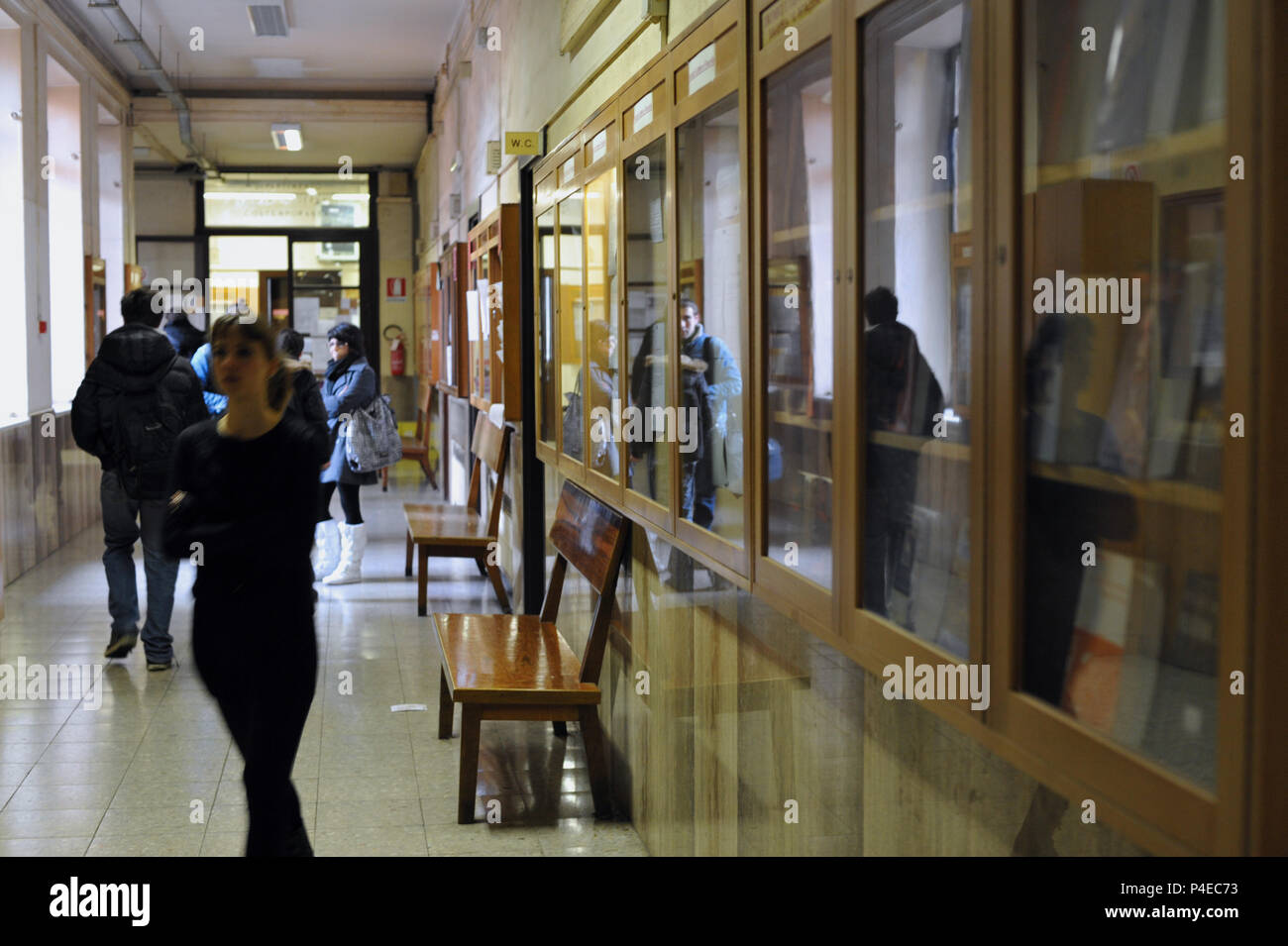 Students of the department of Literature and Philosophy, Public University 'La Sapienza'. Rome Italy. Stock Photo