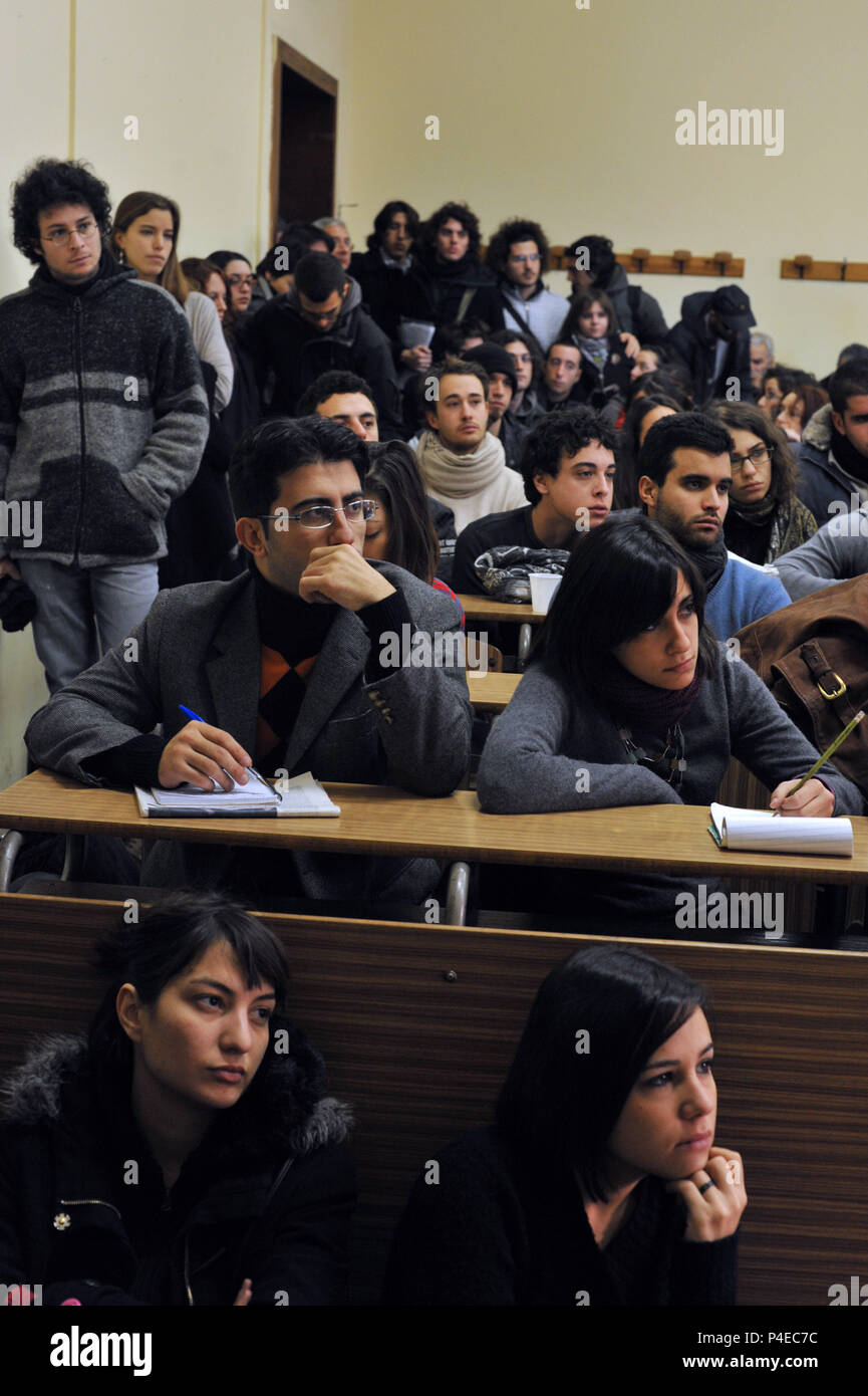 Students of the department of Literature and Philosophy, Public University 'La Sapienza'. Rome Italy. Stock Photo