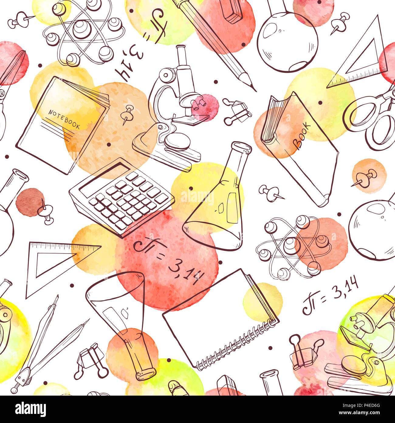 back to school pattern Stock Vector