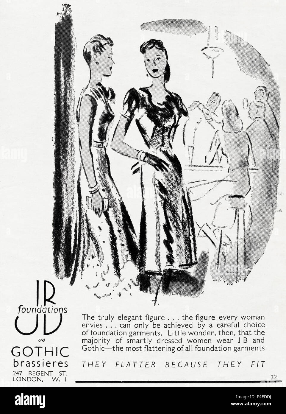 1940s old vintage original advert advertising JB Foundations and Gothic  Brassieres for women in English magazine circa 1946 when supplies were  still restricted under post-war rationing Stock Photo - Alamy