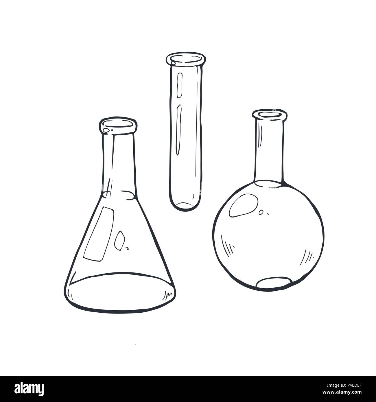Glass beaker sketch. Vector illustration Stock Vector Image & Art - Alamy
