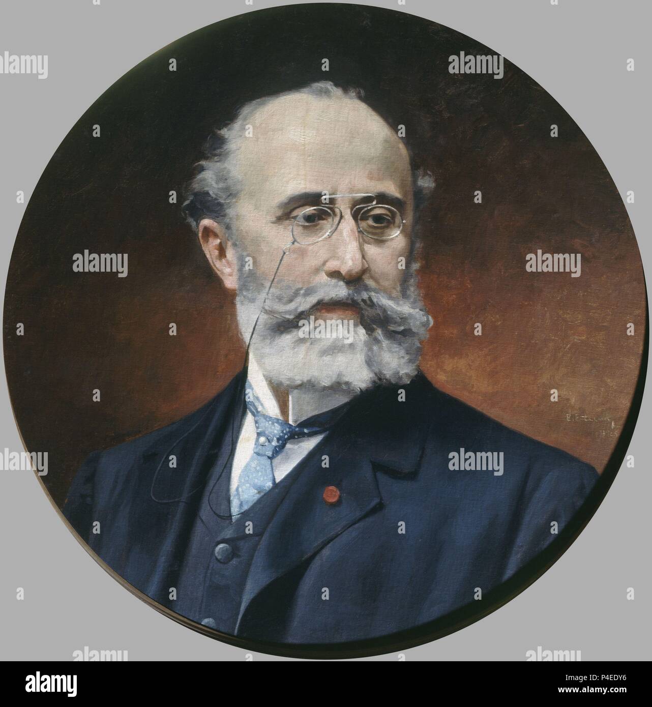 FRANCISCO SILVELA (1843-1905) PRESIDENTE DEL CONSEJO DE MINISTROS - SIGLO XX. Author: Enrique Esteban (20th cent.). Location: CONGRESO DE LOS DIPUTADOS-PINTURA, MADRID, SPAIN. Stock Photo