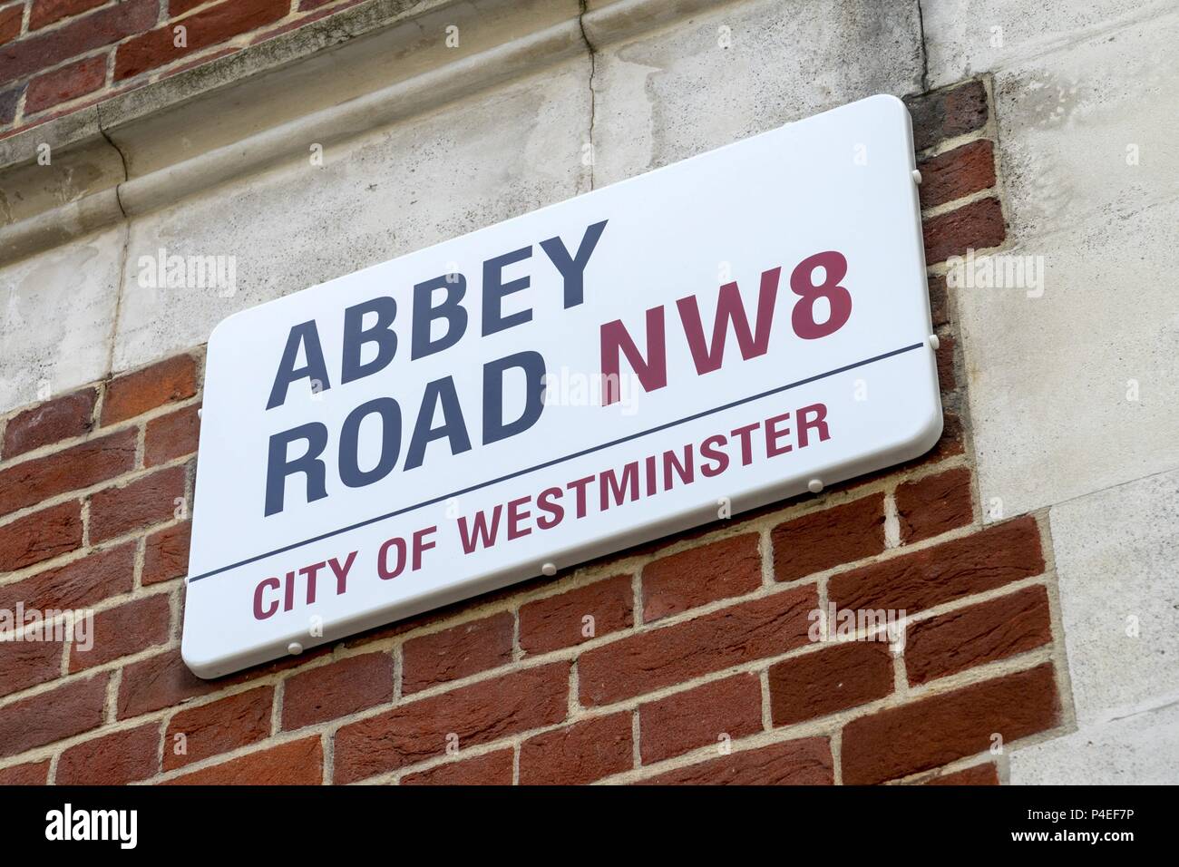 UK: Abbey Road sign next to Abbey Road Studios (Beatles) in London ...