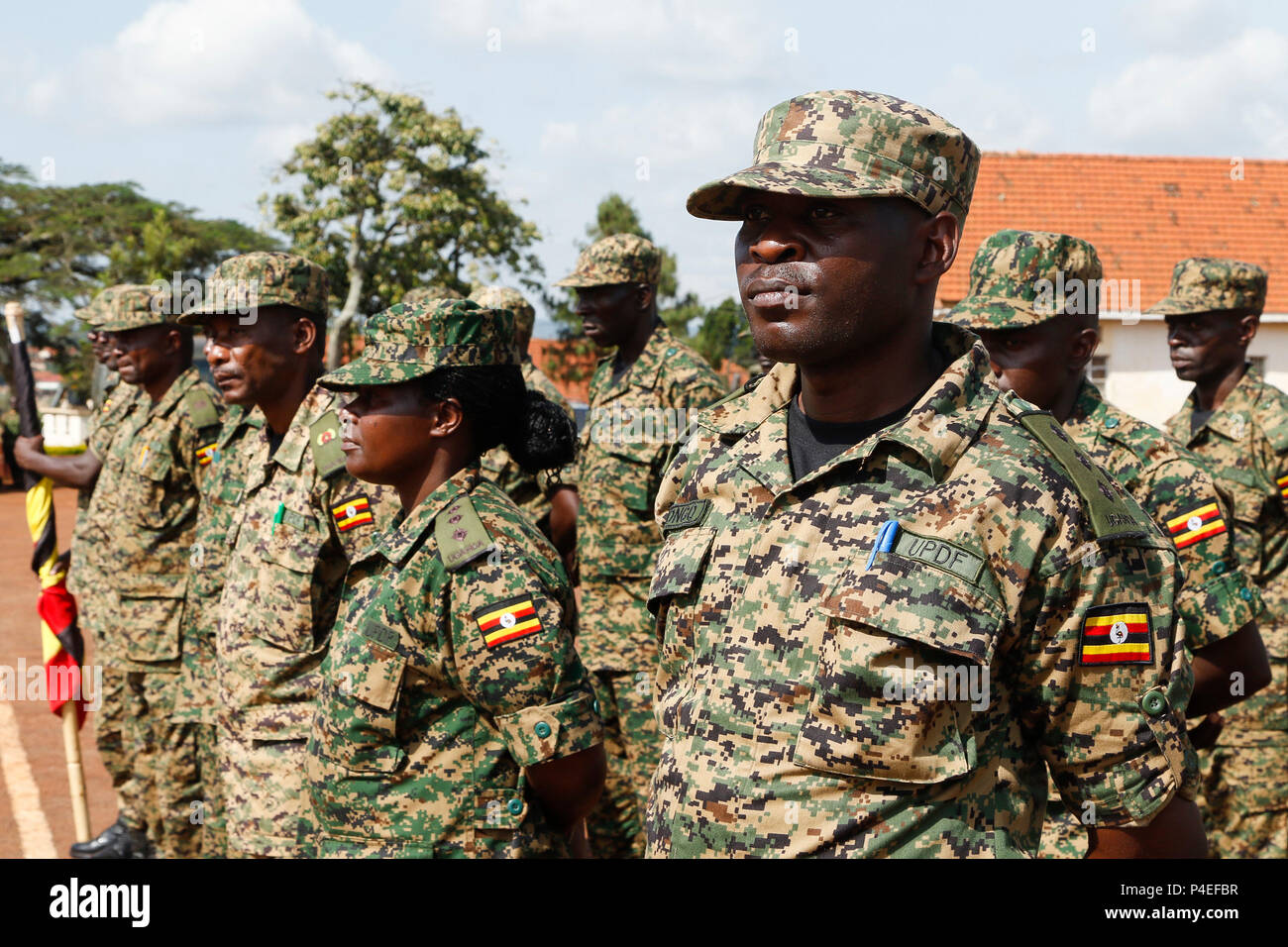 Uganda People s Defence Force Soldiers Stand In Formation At The 
