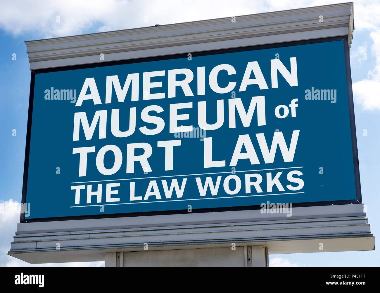 Sign for the American Museum of Tort Law founded by Ralph Nader Stock Photo