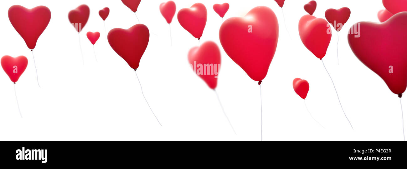 many red heart shape balloons on white background Stock Photo - Alamy