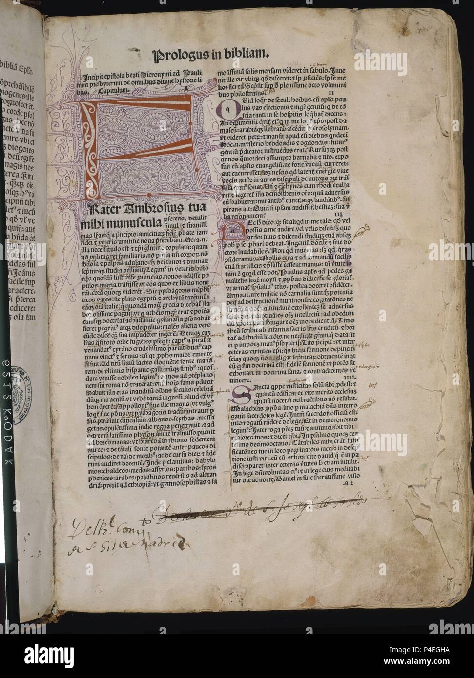 BIBLIA LATINA - INCUNABLE - VENECIA, 1483. Author: HERBORT JOHANNES. Location: CONGRESO DE LOS DIPUTADOS-BIBLIOTECA, MADRID, SPAIN. Stock Photo