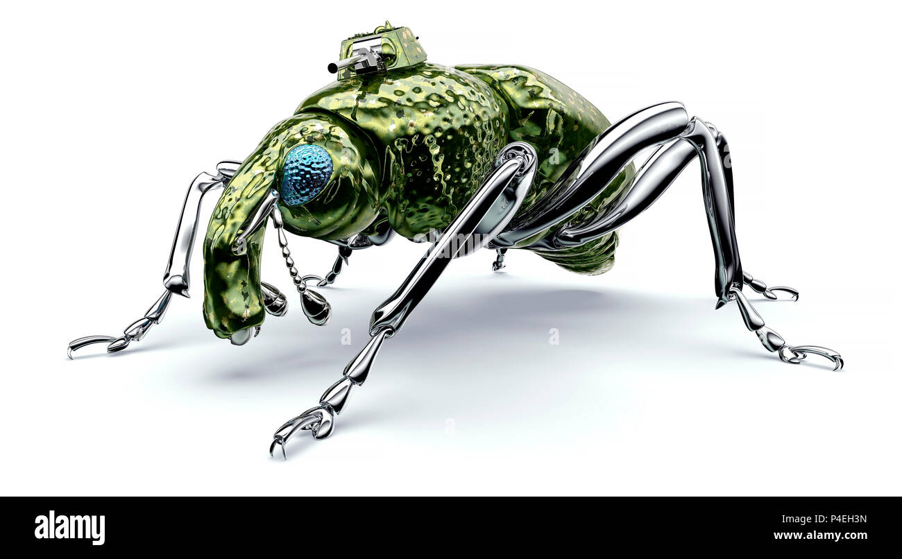 digital war concept electronic computer bug isolated, 3D illustration Stock Photo