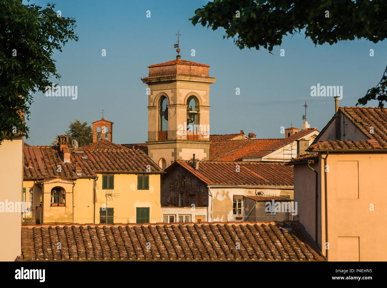Lucca medieval historic center with ancient towers and churches Stock Photo