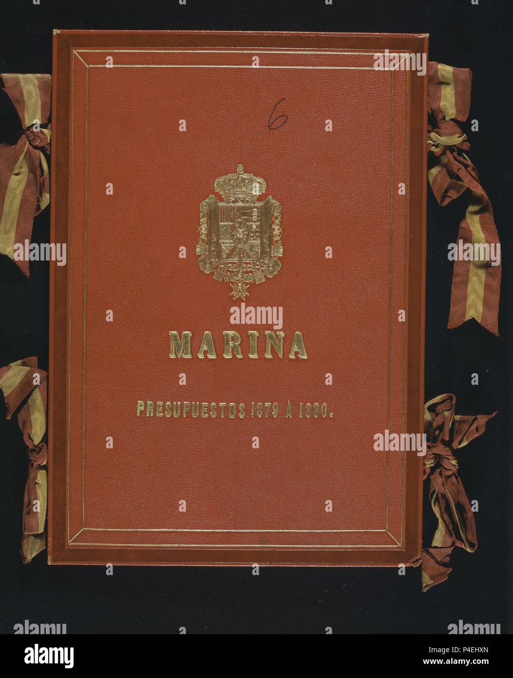MARINA - PRESUPUESTOS DE 1879 A 1880 - CARPETA. Location: CONGRESO DE LOS DIPUTADOS-BIBLIOTECA, MADRID, SPAIN. Stock Photo