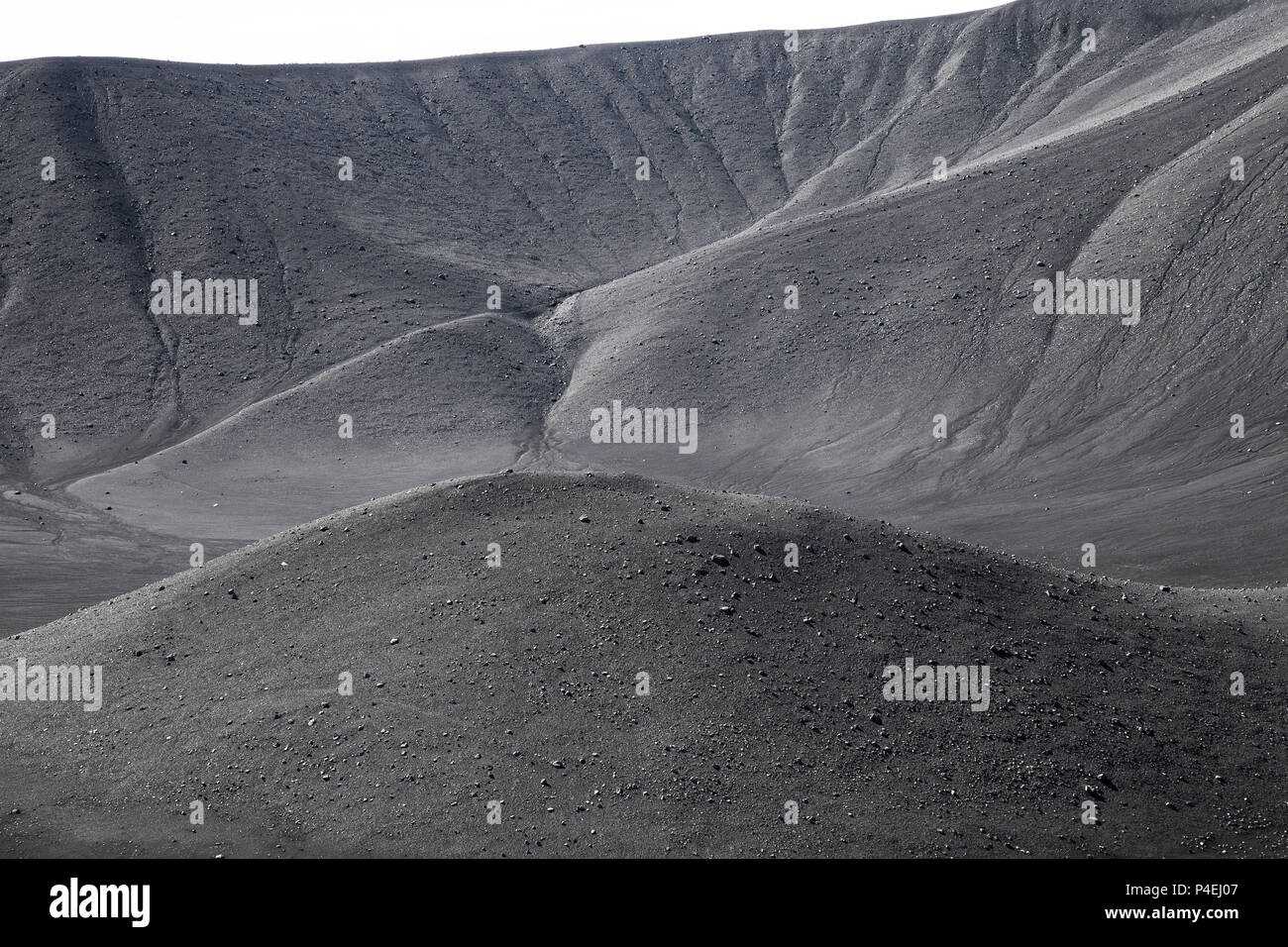 Monochrome hverfjall crater in Myvatn area, northern Iceland Stock Photo