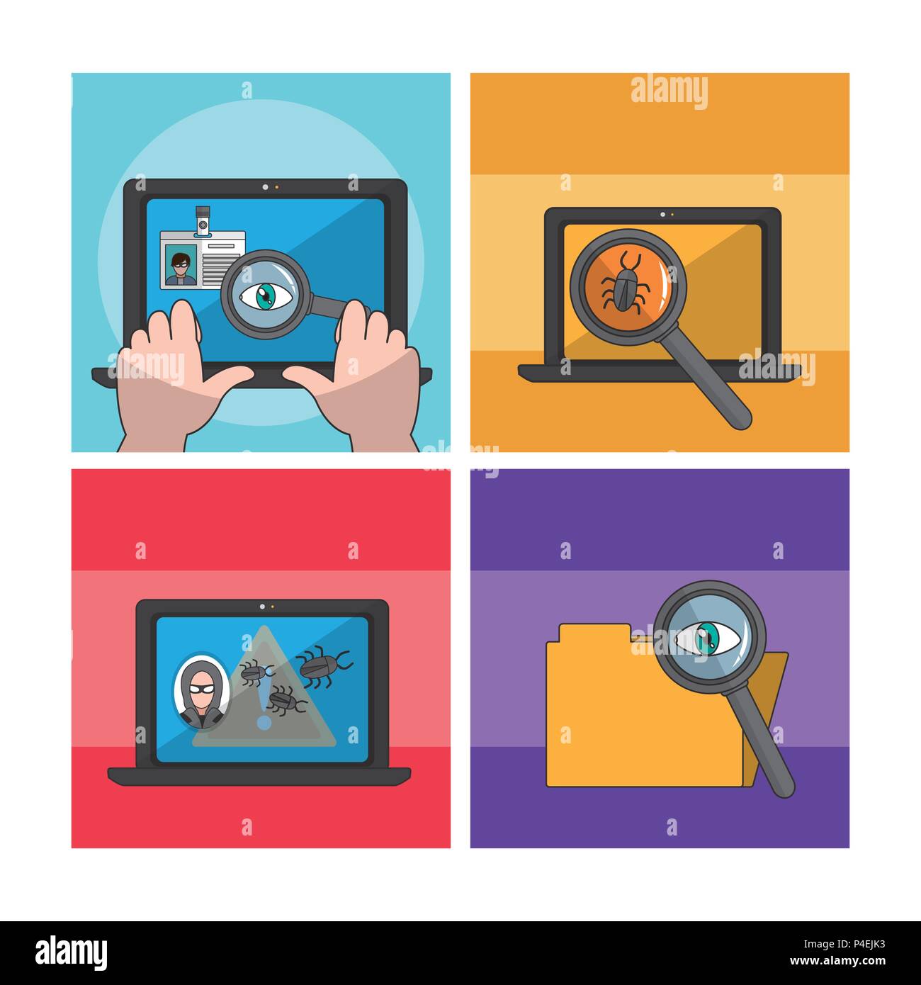 Set of hacker icons Stock Vector