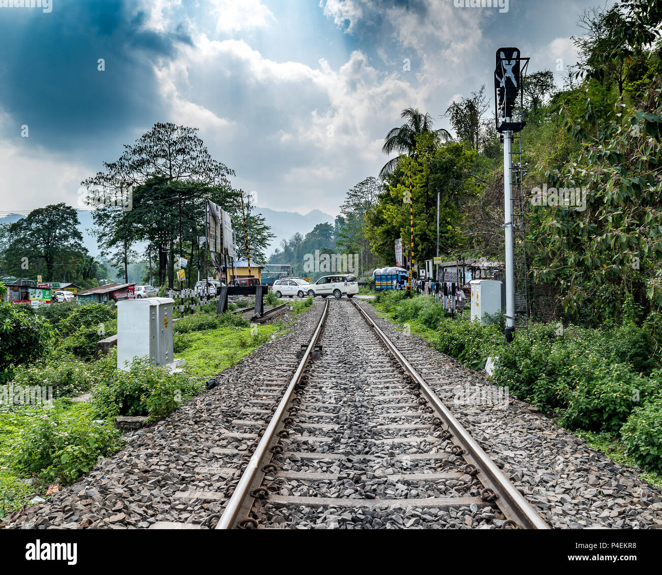 This is the railway track from NJP to Alipurduar, india. Stock Photo