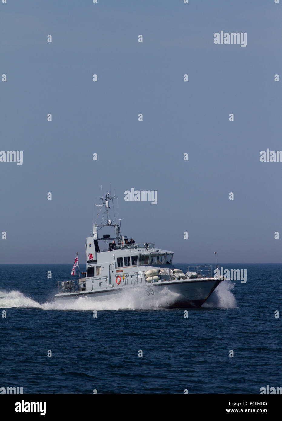A Starboard side view of The Archer Class Patrol Vessel HMS Express P163, in transit in the North sea near the Baltic. Stock Photo