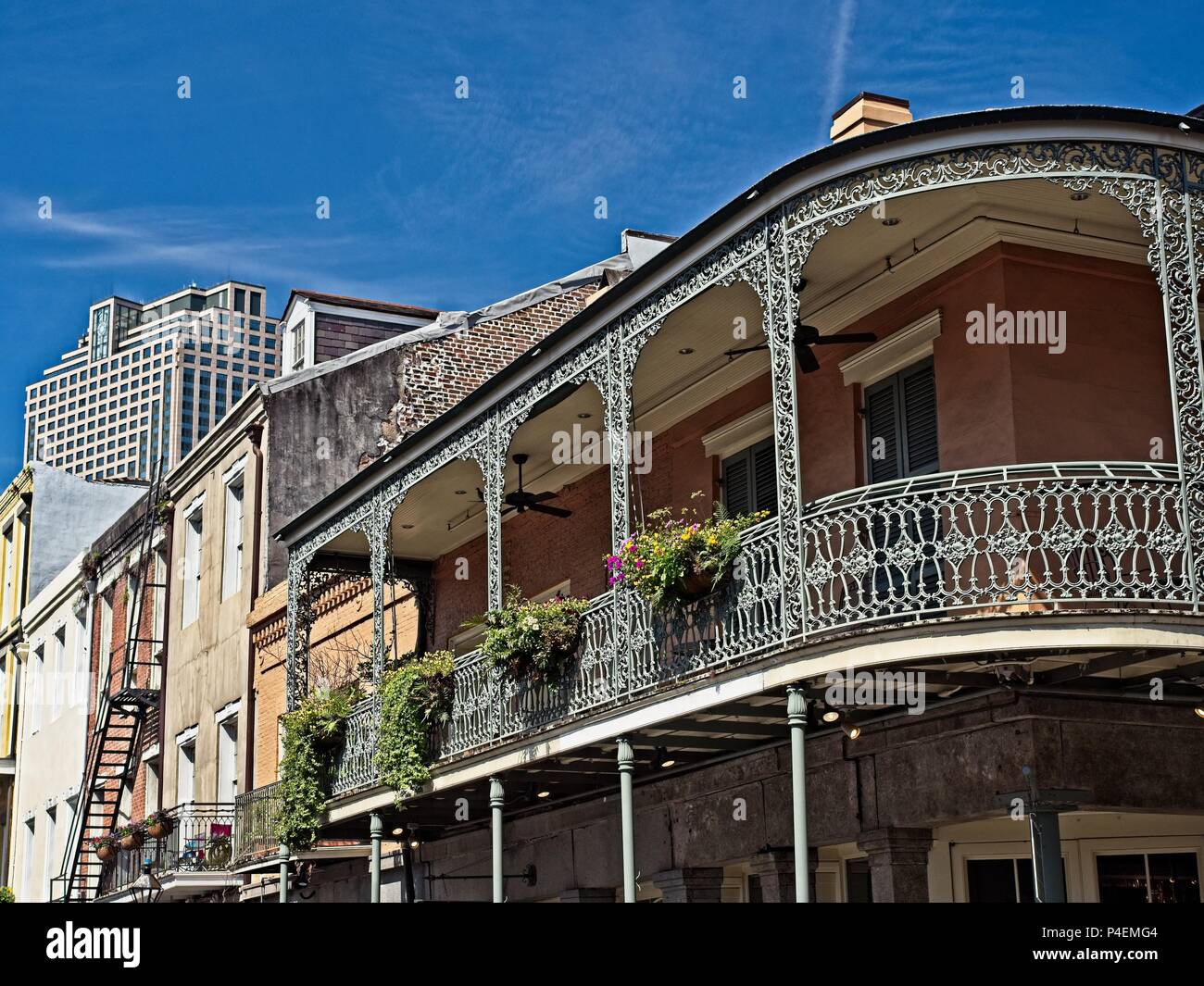 New Orleans, LA USA - May 9, 2018  -  Old French Quarter Buildings with the CBD in Background #3 Stock Photo