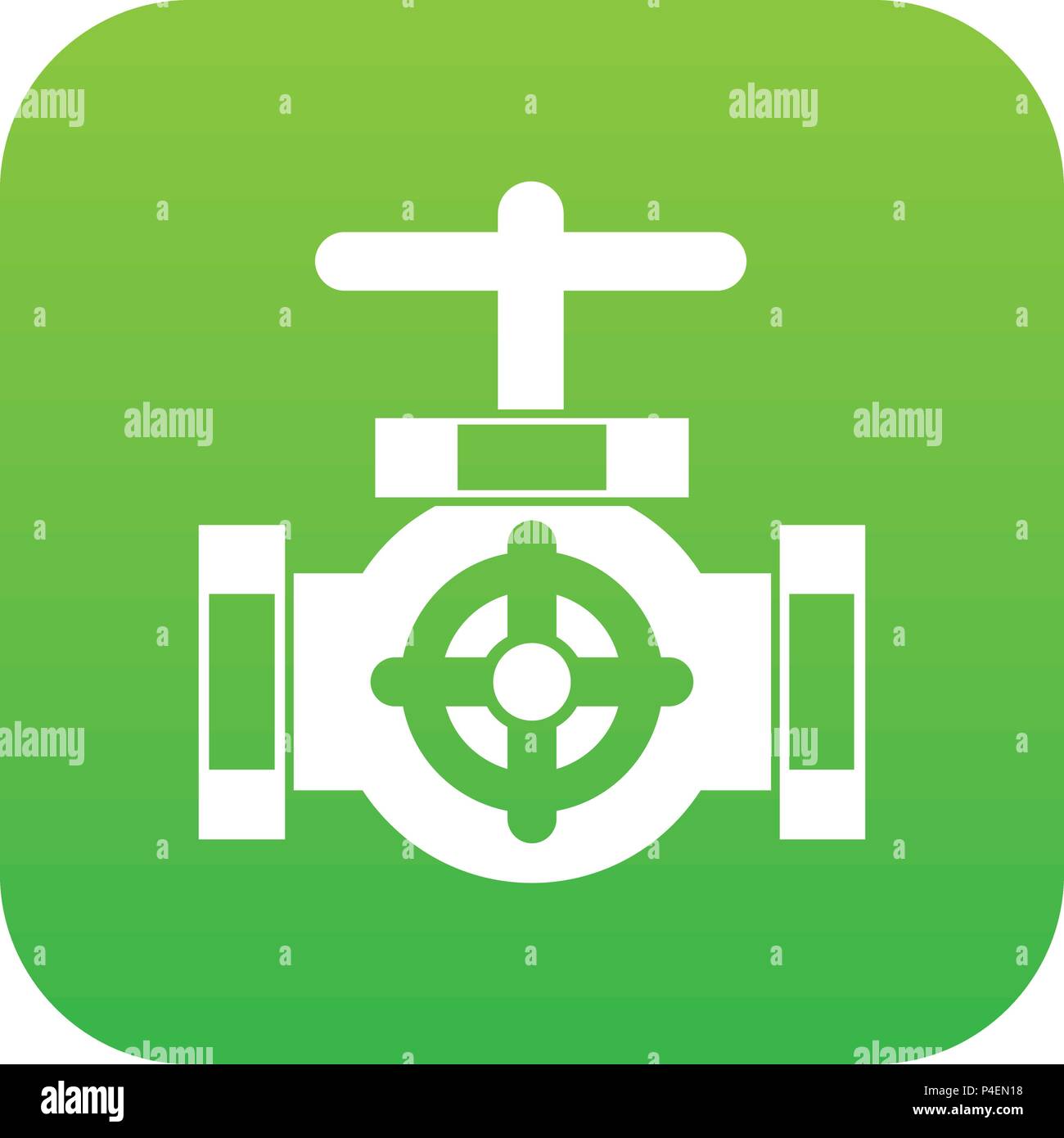 Pipe with a valves icon digital green Stock Vector