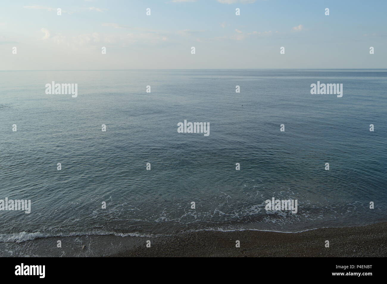 Calm sea ocean and blue sky background, sunrise over the sea, beautiful ...