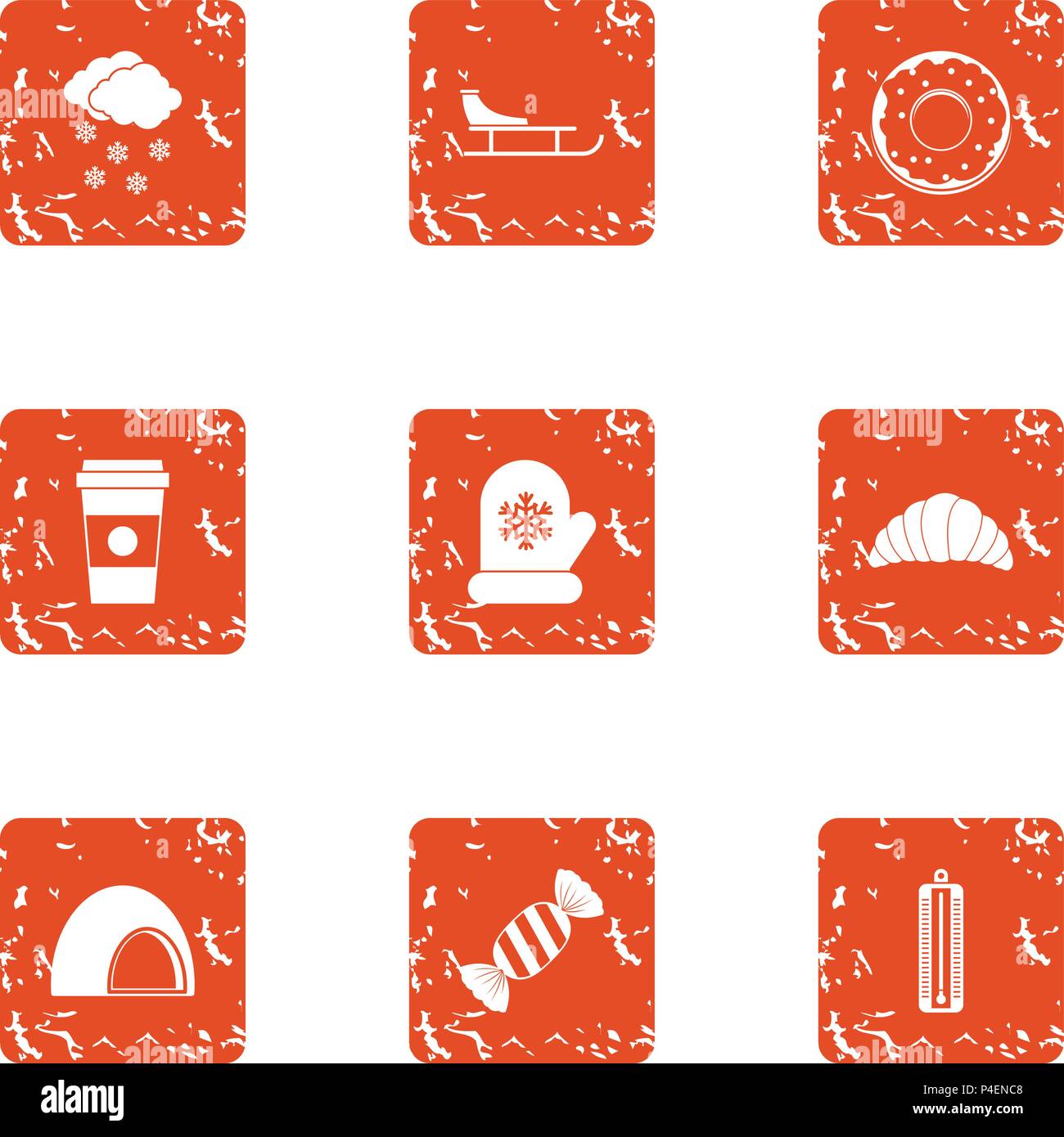 Conservatory icons set, grunge style Stock Vector