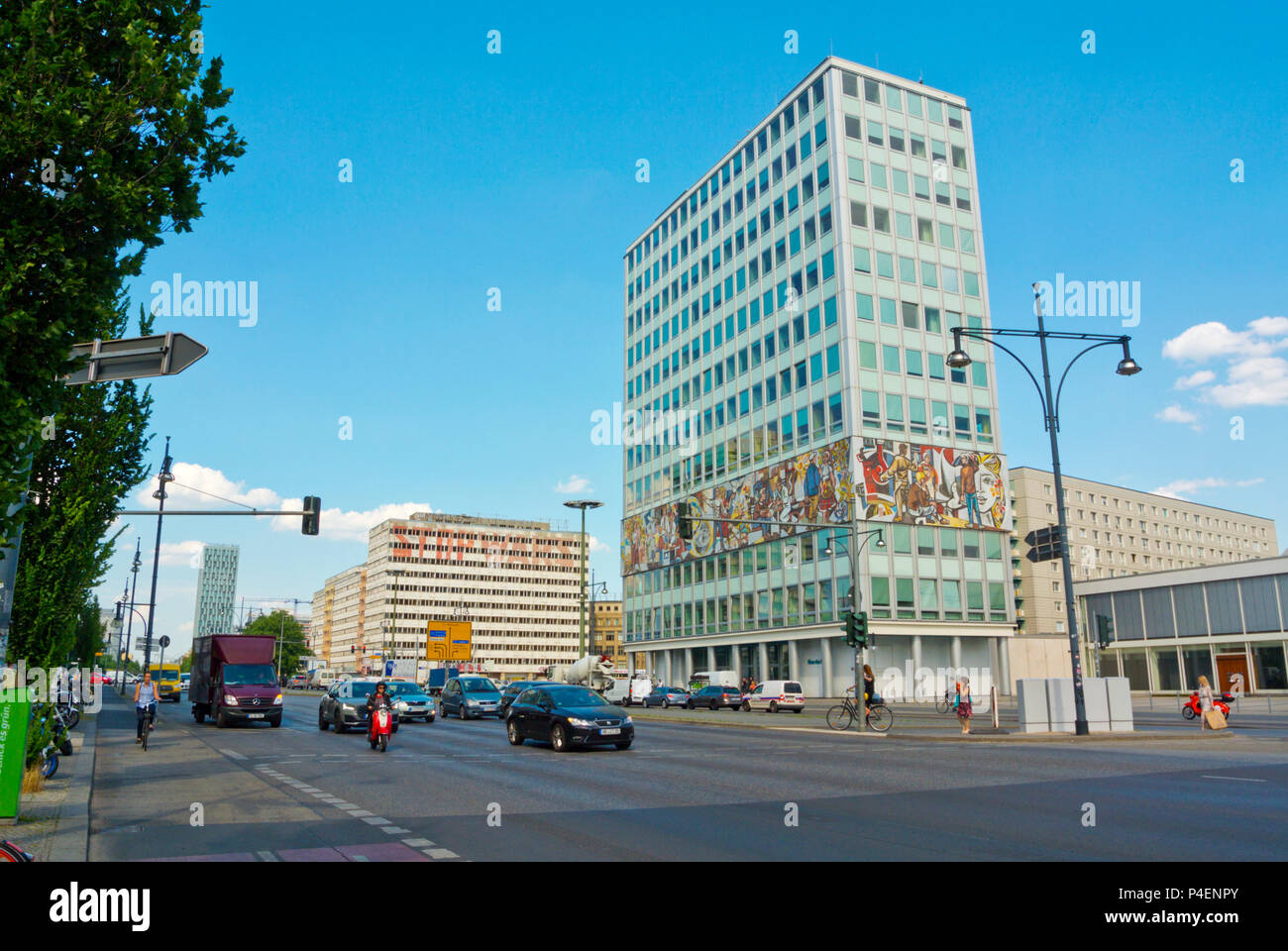 Alexanderstrasse With Haus Des Lehrers Berlin Germany Stock