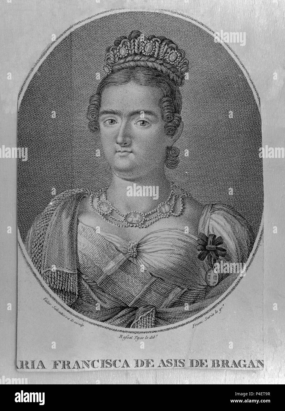 MARIA FRANCISCA DE BRAGANZA - INFANTA DE ESPAÑA - 1814/1848 - GRABADO S XIX. Author: F. Suria (19th cent.). Location: MUSEO ROMANTICO-GRABADO, MADRID, SPAIN. Stock Photo