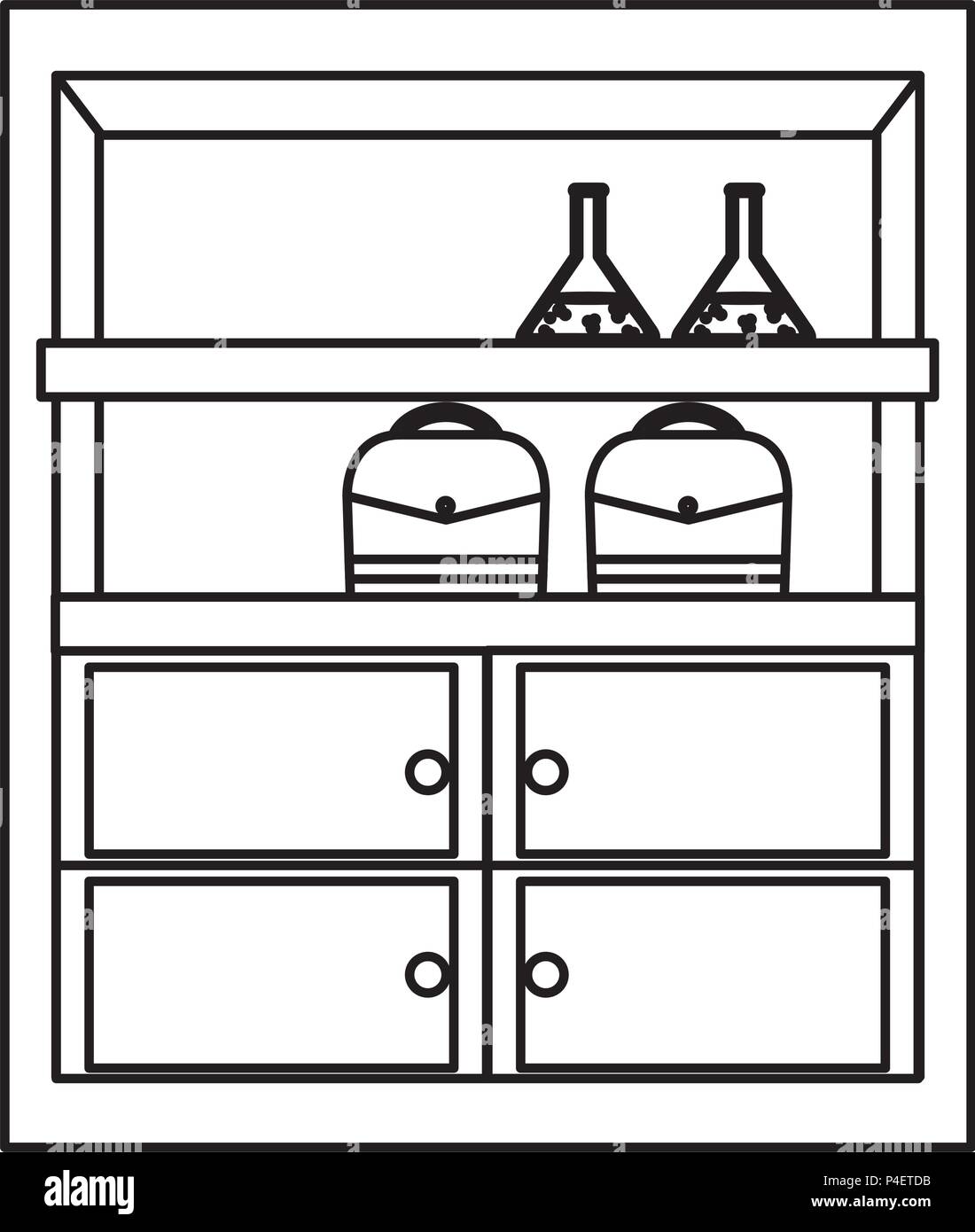 line wood shelf organizer equipment style Stock Vector