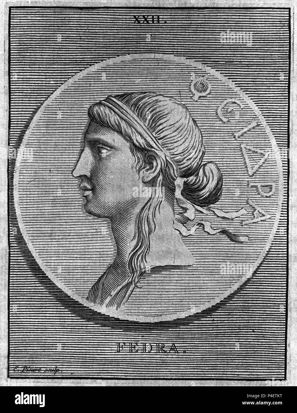 Portrait of Phaedra. In Greek mythology, a Cretan, daughter of Minos and Pasiphae, married to Theseus of Athens. Location: BIBLIOTECA NACIONAL-COLECCION, MADRID, SPAIN. Stock Photo