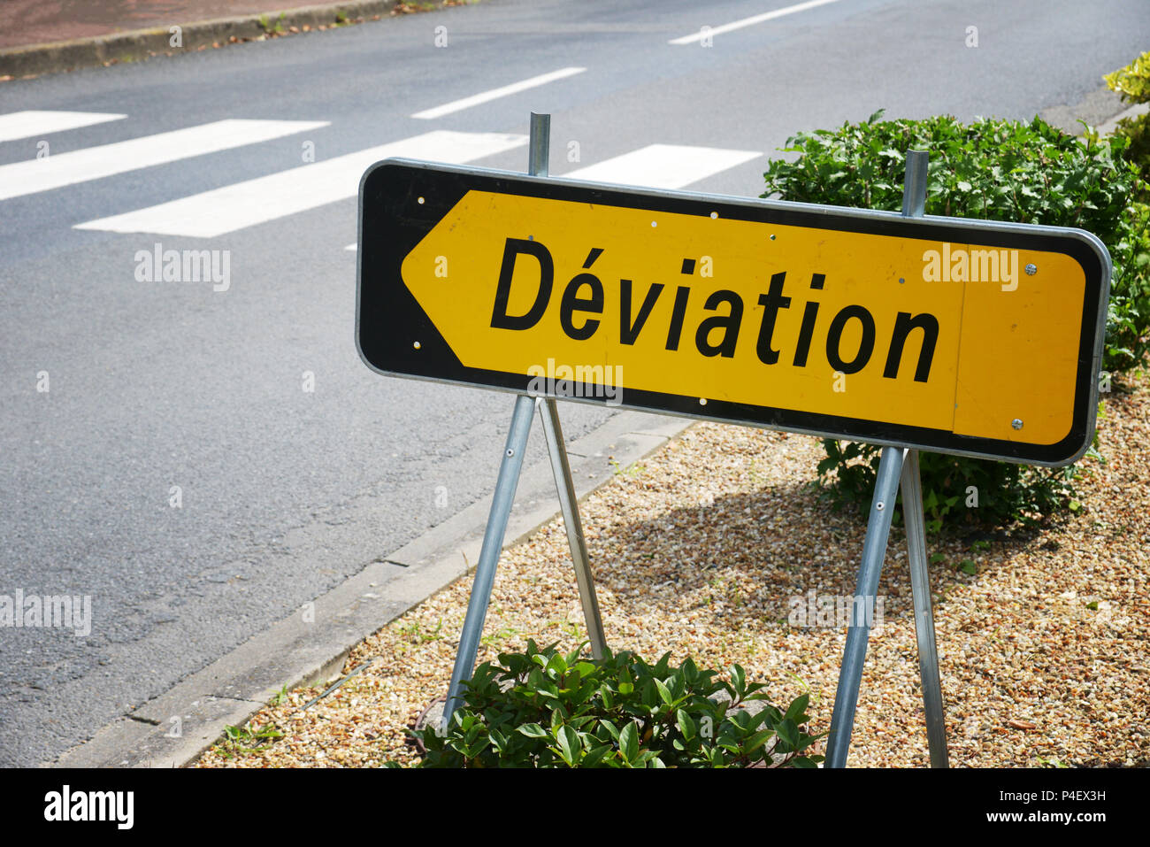 All the local village roads were being replaced in Roézé-sur-Sarthe, Pays-de-la-Loire in north-western France. Stock Photo
