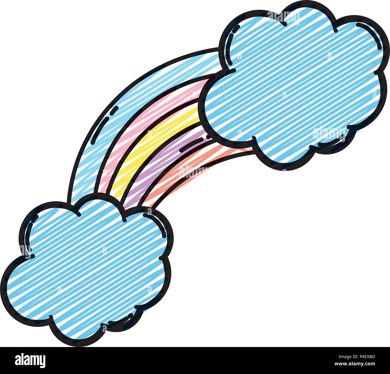 doodle nature bright rainbow with fluffy clouds Stock Vector Image ...