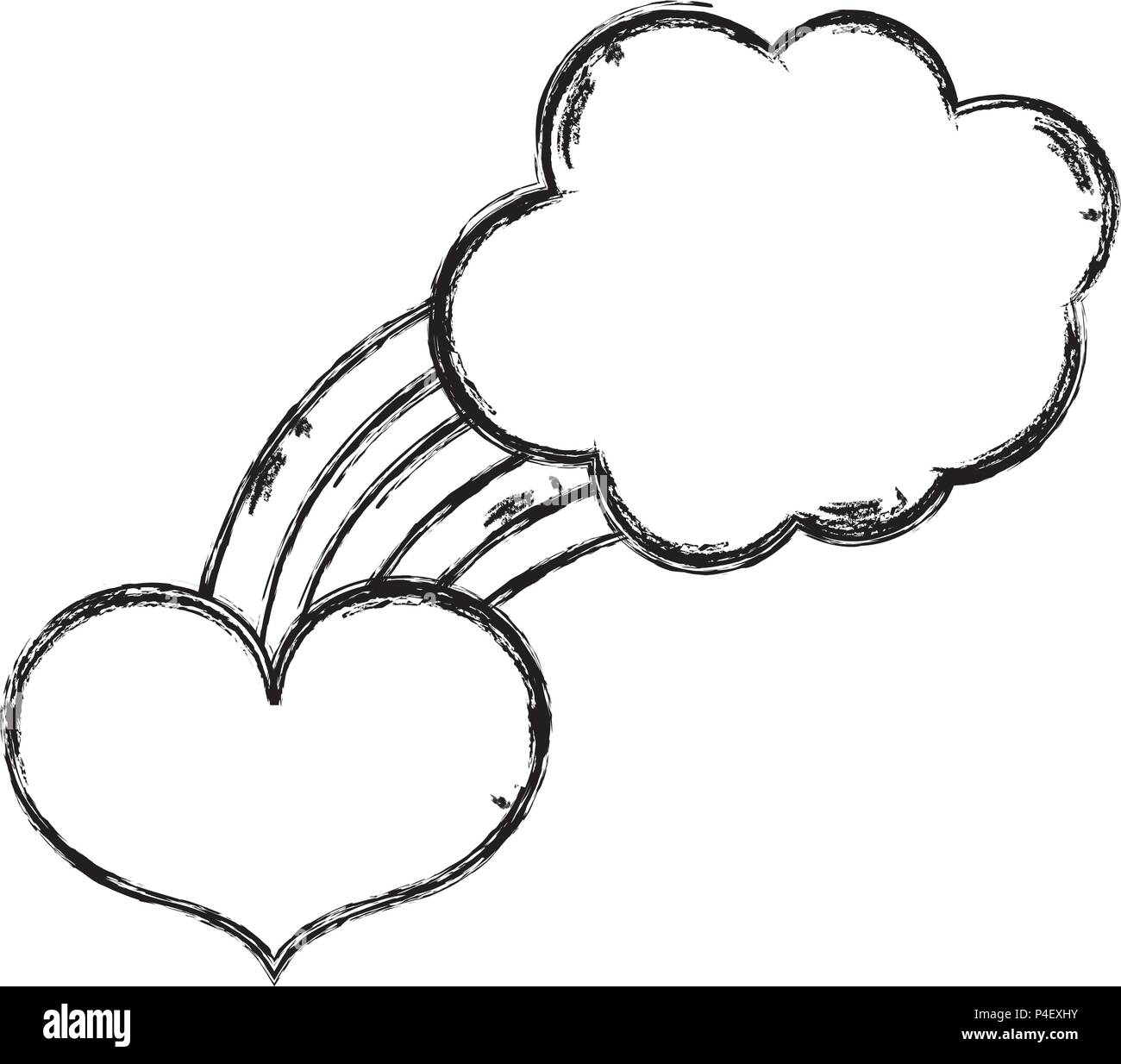 grunge bright rainbow with nature cloud and heart Stock Vector Image ...