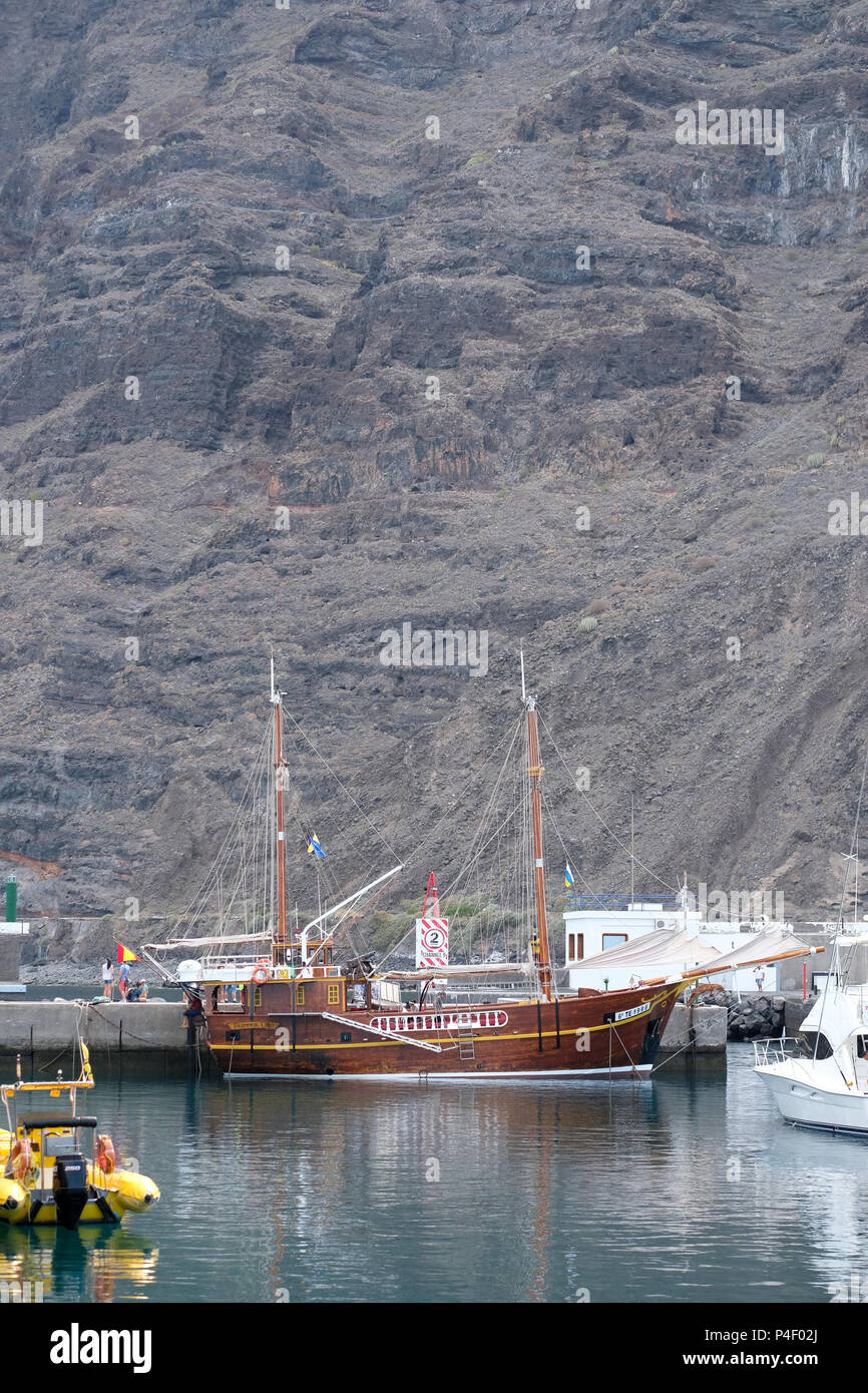 June 2018 Tourist boat dressed up as a pirate ship, mooring in the