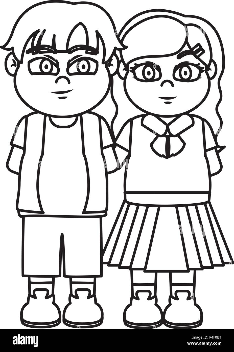 Line Cute Girl And Boy Children Friends Stock Vector Image Art Alamy Line Cute Girl And Boy Children Friends Stock Vector Image Art Alamy