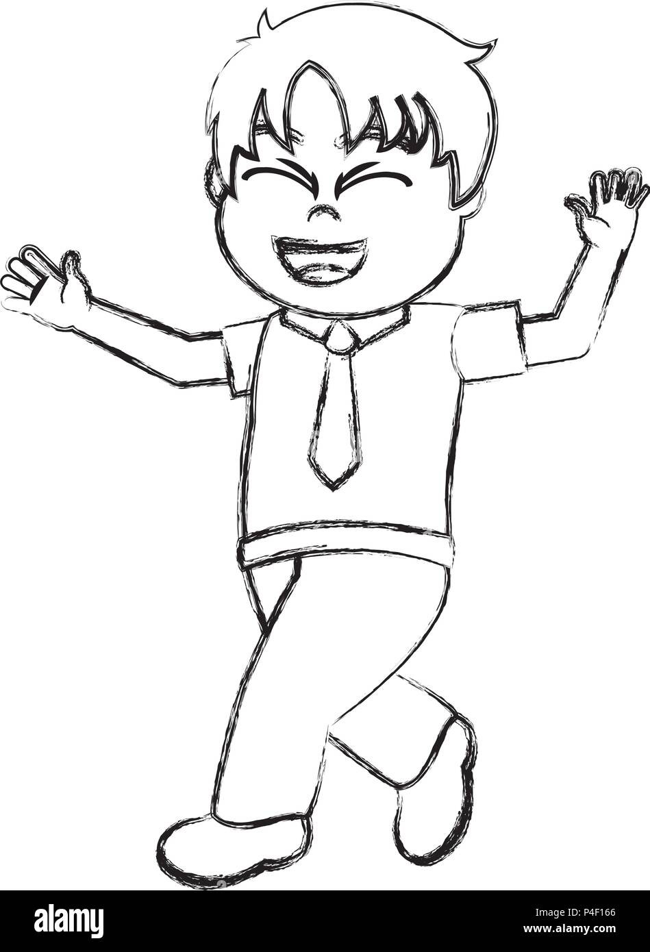 grunge happy boy child with hands up Stock Vector Image & Art - Alamy