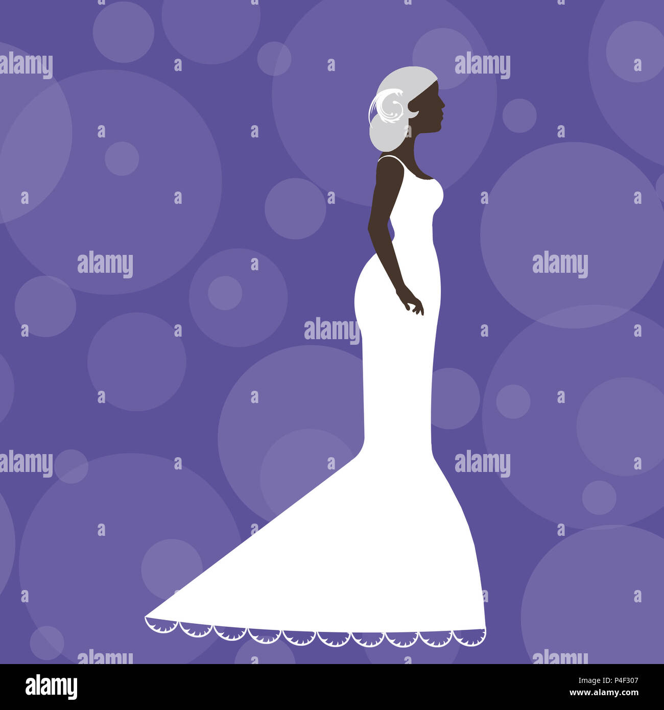 Bride Graphics Simple Simple, elegant illustration of a beautiful bride against a patterned ...