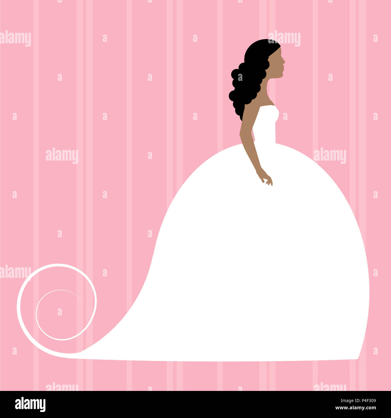 Bride Graphics Simple Simple, elegant illustration of a beautiful bride against a patterned ...