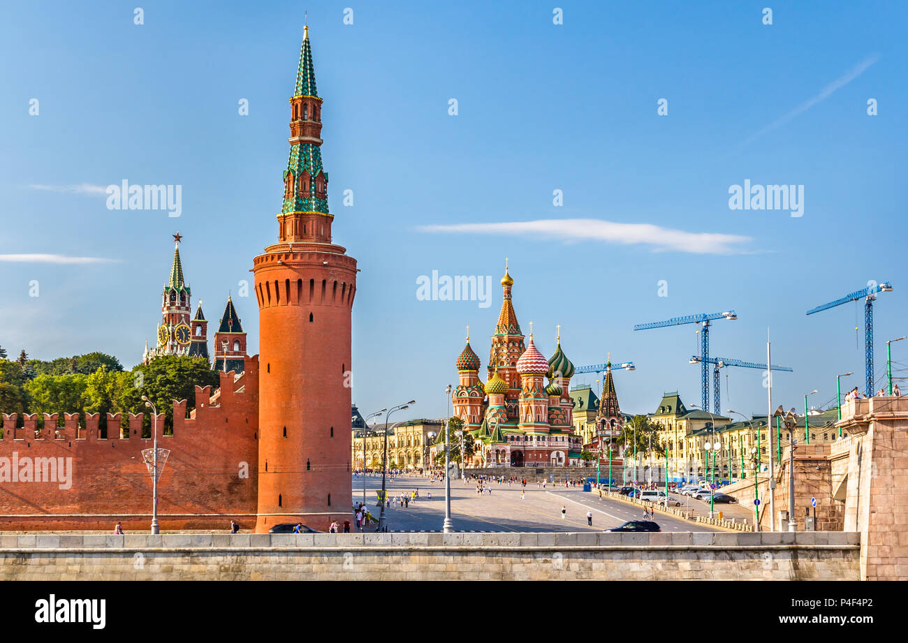 The Kremlin and the Saint Basil Cathedral in Moscow, Russia Stock Photo