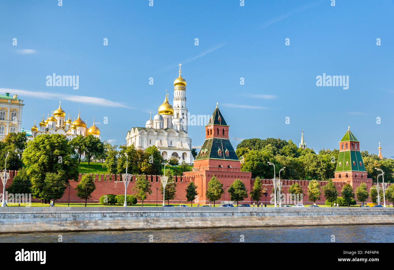 View of Moscow Kremlin above the Moskva river Stock Photo