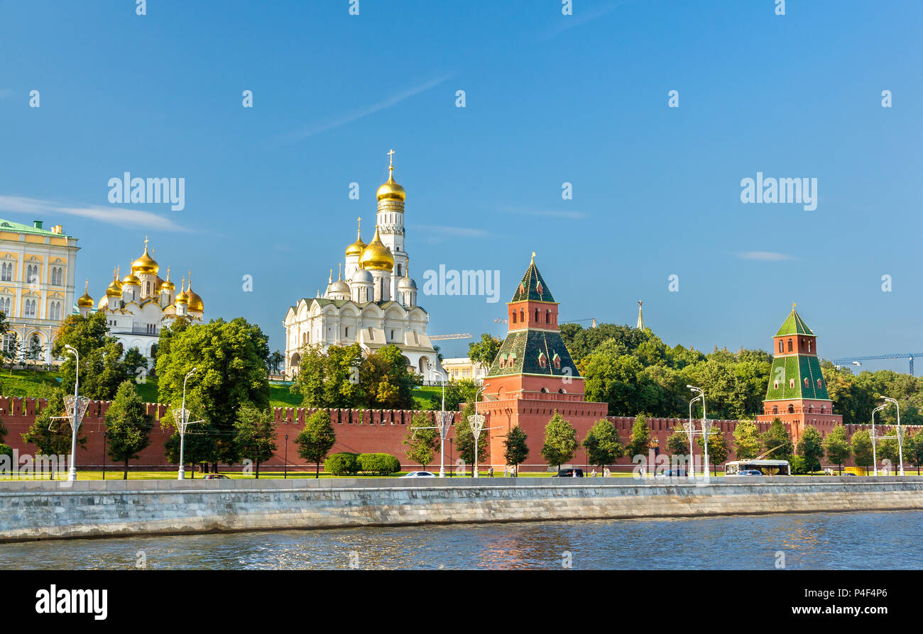 View of Moscow Kremlin above the Moskva river Stock Photo