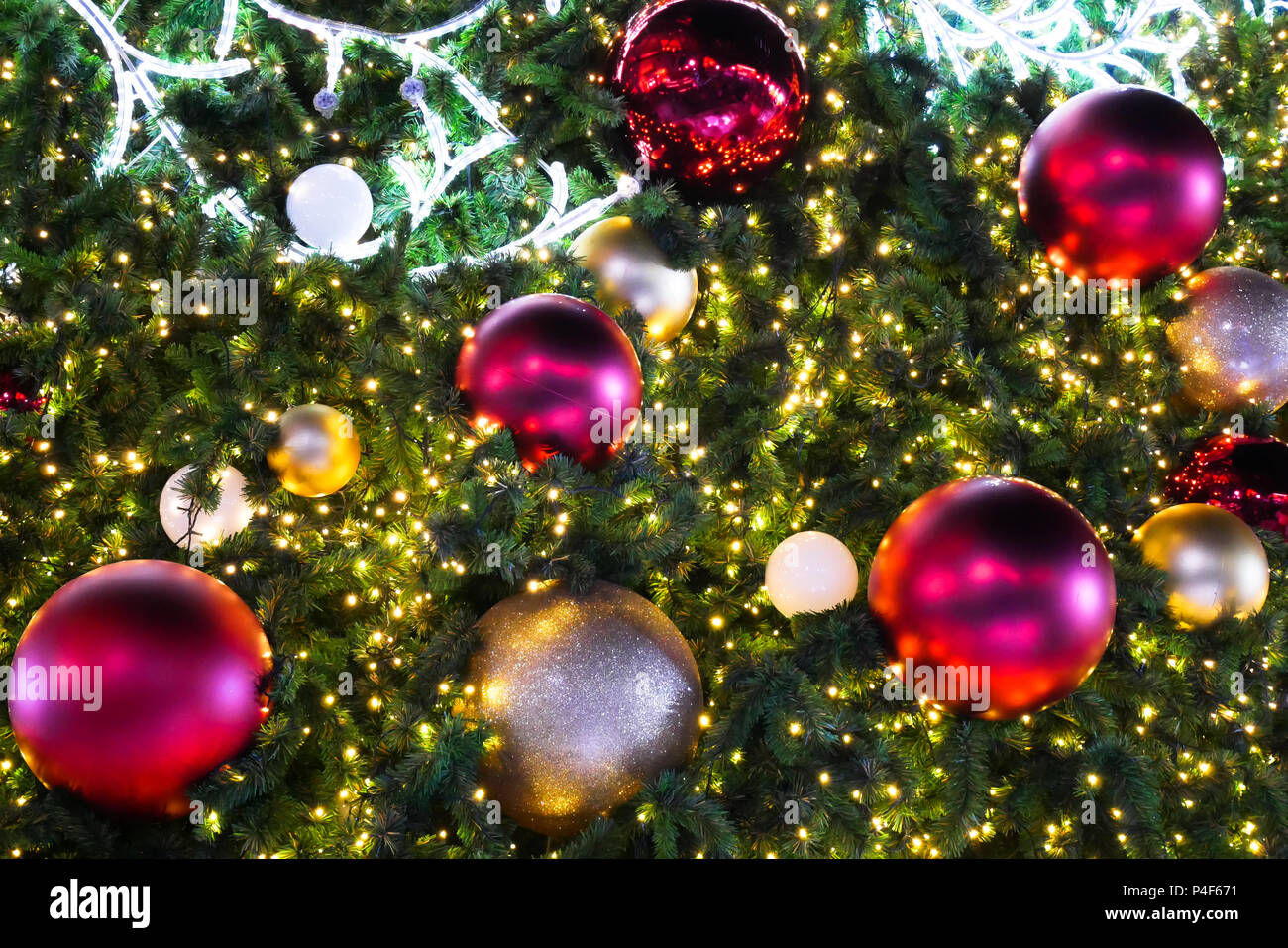 Christmas tree and ball with beautiful light Stock Photo - Alamy