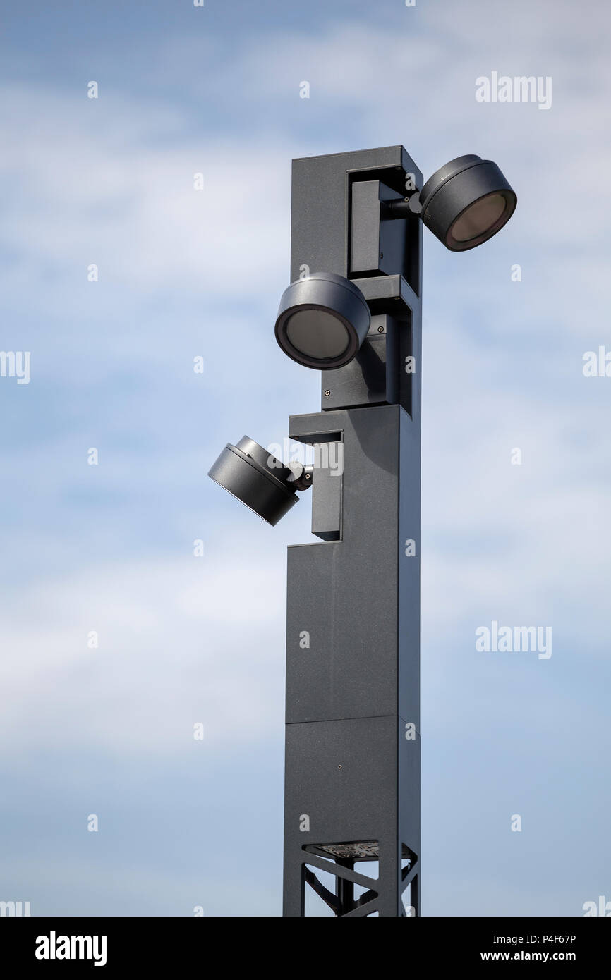 Detail of modern lamp post. Modern outdoor lighting, post lights Stock  Photo - Alamy