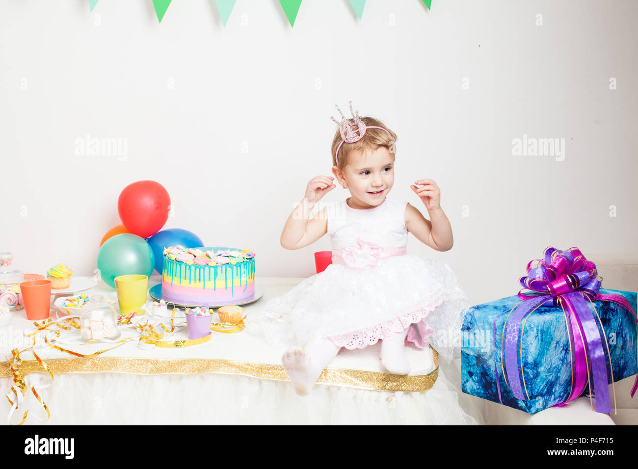 Happy little birthday girl Stock Photo - Alamy