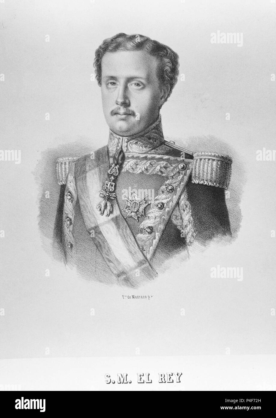 RETRATO DE DON FRANCISCO DE ASIS ESPOSO DE ISABEL II - 1822/1902 - GRABADO S XIX. Location: MUSEO ROMANTICO-GRABADO, MADRID, SPAIN. Stock Photo