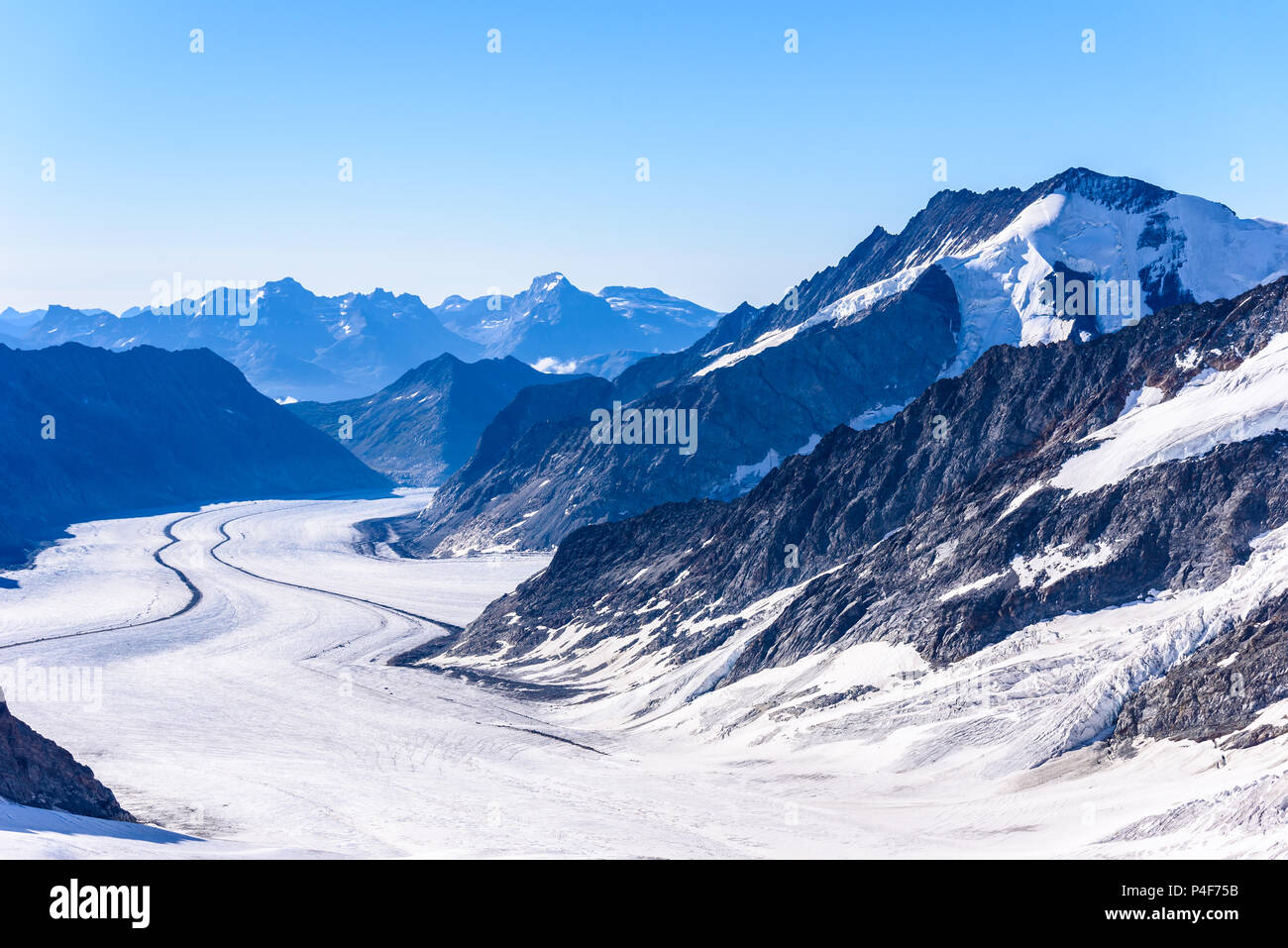 Aletsch glacier - ice landscape in Alps of Switzerland, Europe Stock Photo